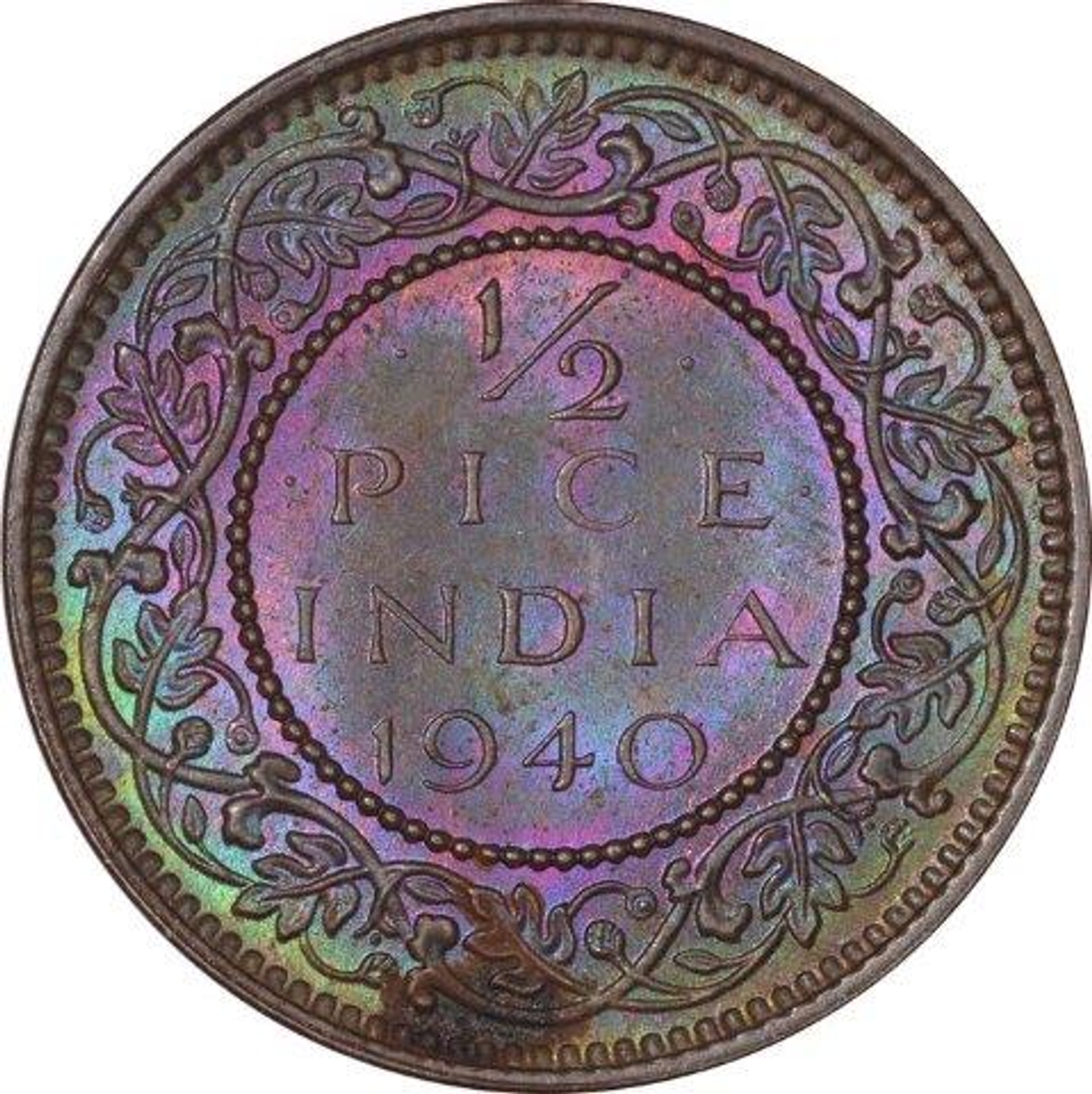 古銅　鯉水滴　61g 東さ7-1207☆2F Bronze Half Pice Coin of King George VI of Calcutta Mint of 1940