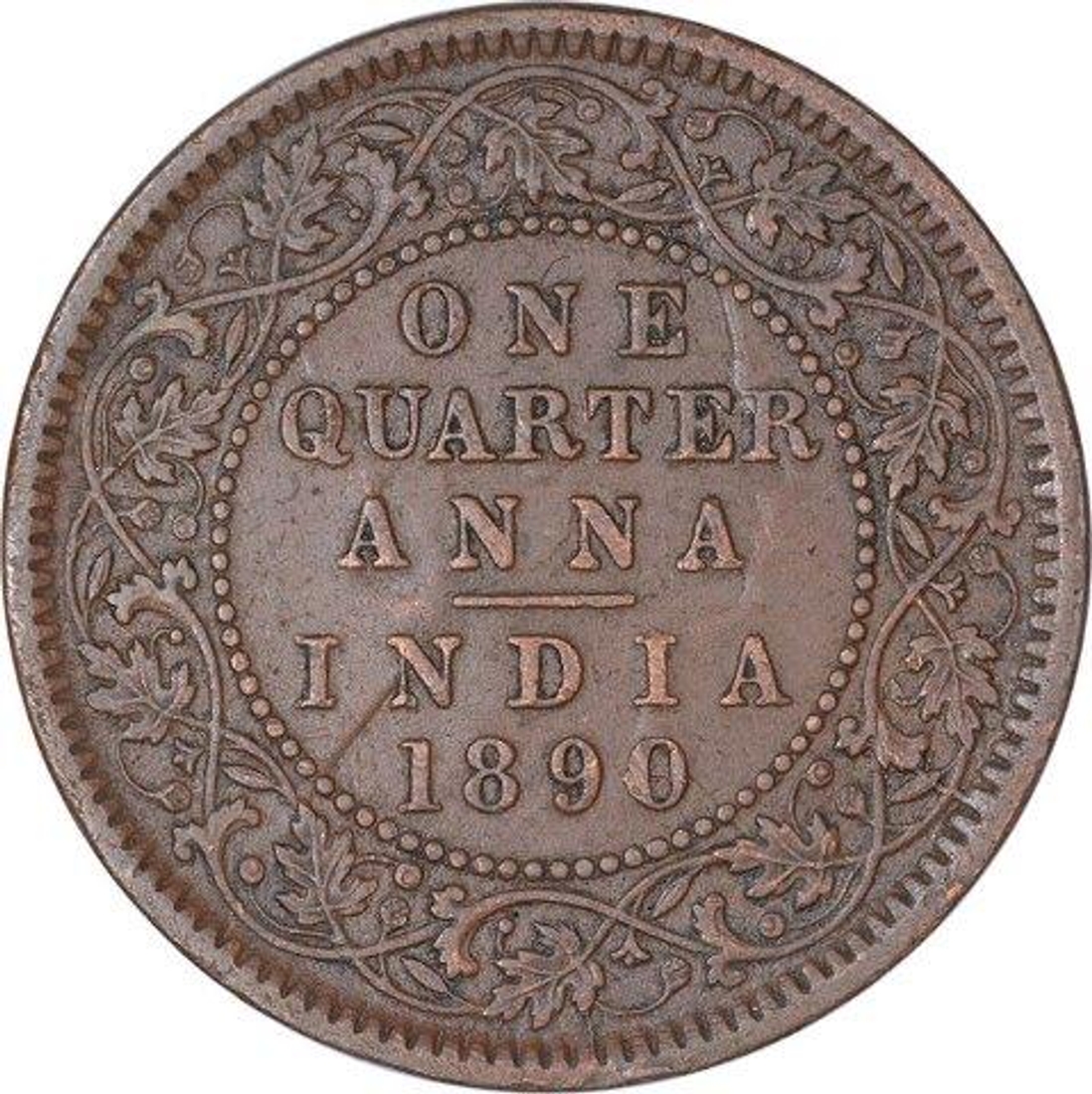 Rare Copper One Quarter Anna Coin of Victoria Empress of Calcutta