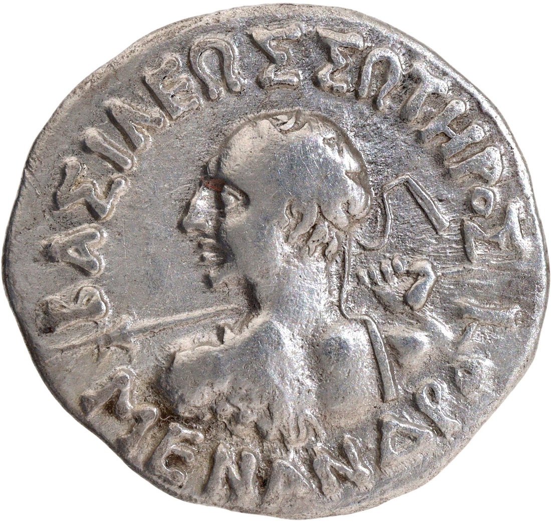 Indo Greeks Silver Drachma Coin of Menander I.