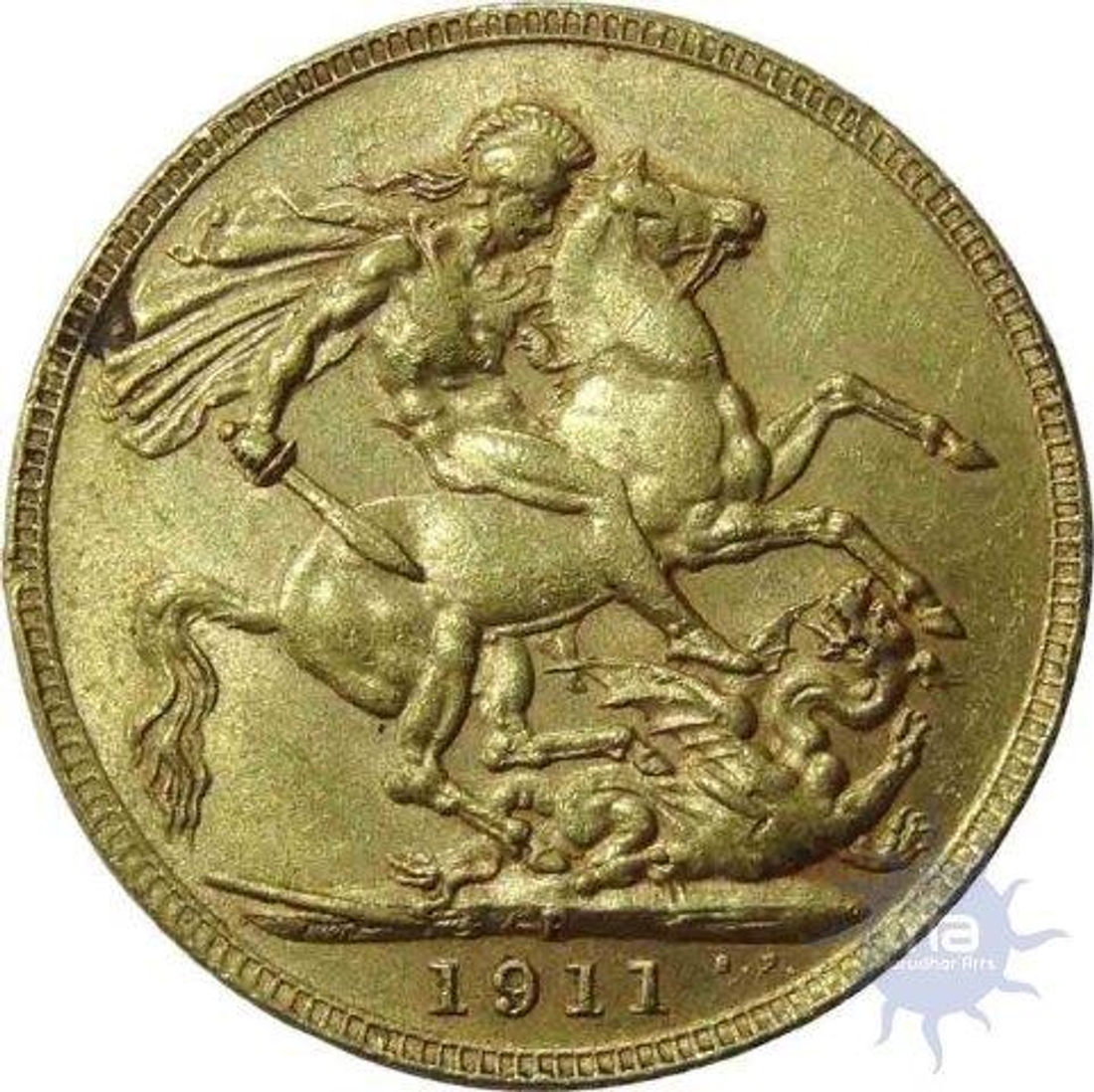 Gold Sovereign Coin of United Kingdom of Pearth Mint of 1911. | Auction 12  | Marudhararts