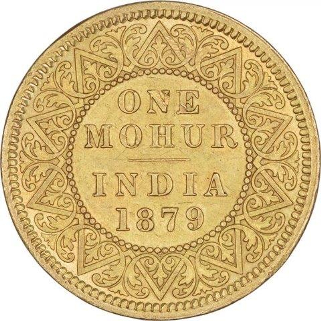 1880Cインド　ヴィクトリア銅貨　incuse mintmark NGC極印 Gold One Mohur Coin of Victoria Empress of Calcutta Mint of 1879