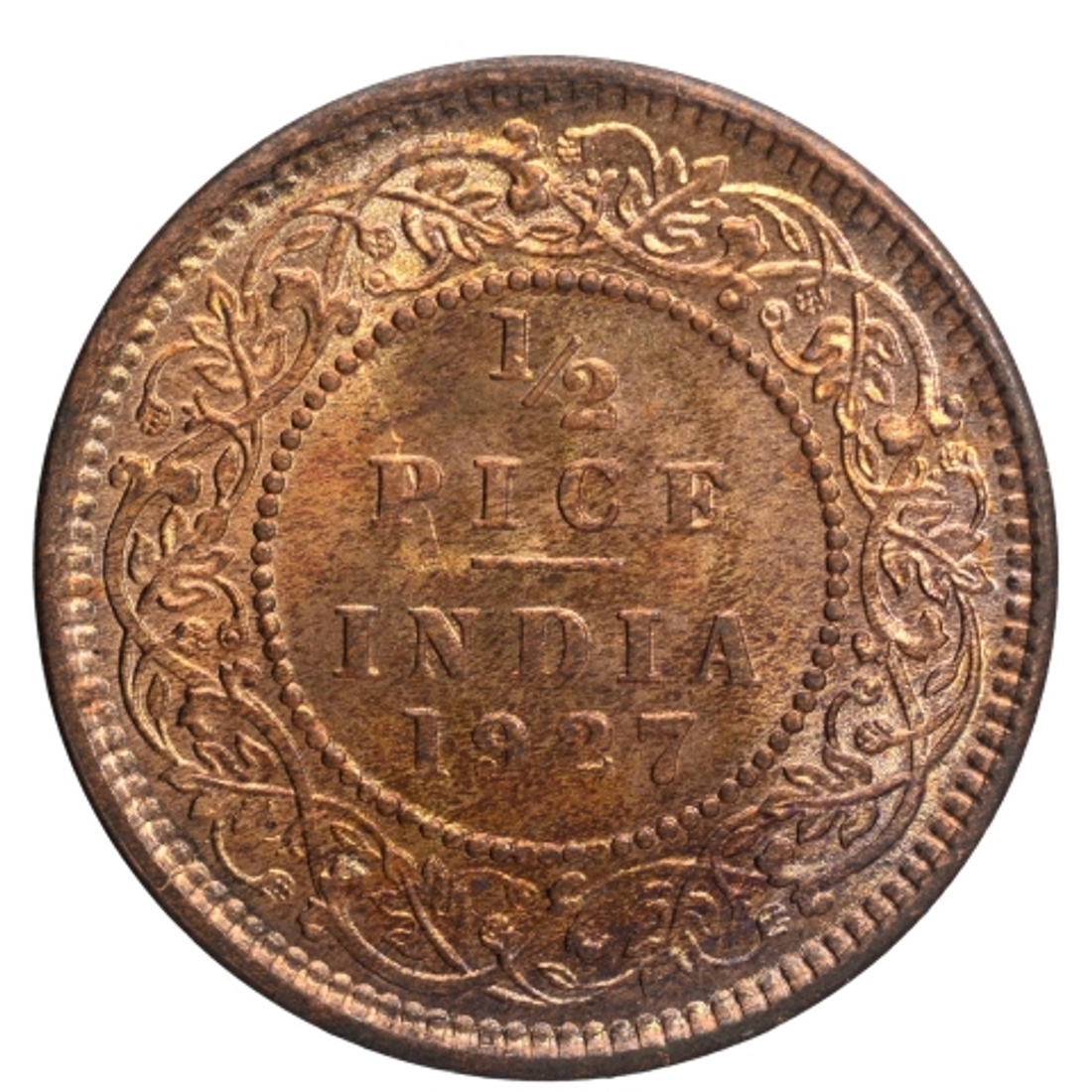Bronze Half Pice Coin of King George V of Calcutta Mint of 1927