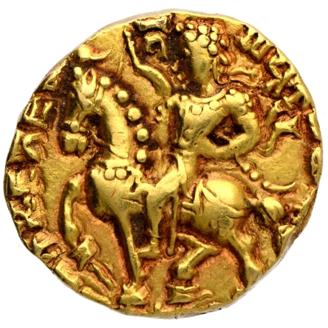 Gold Dinar Coin of Kumaragupta I of Gupta Dynasty of Horseman type ...
