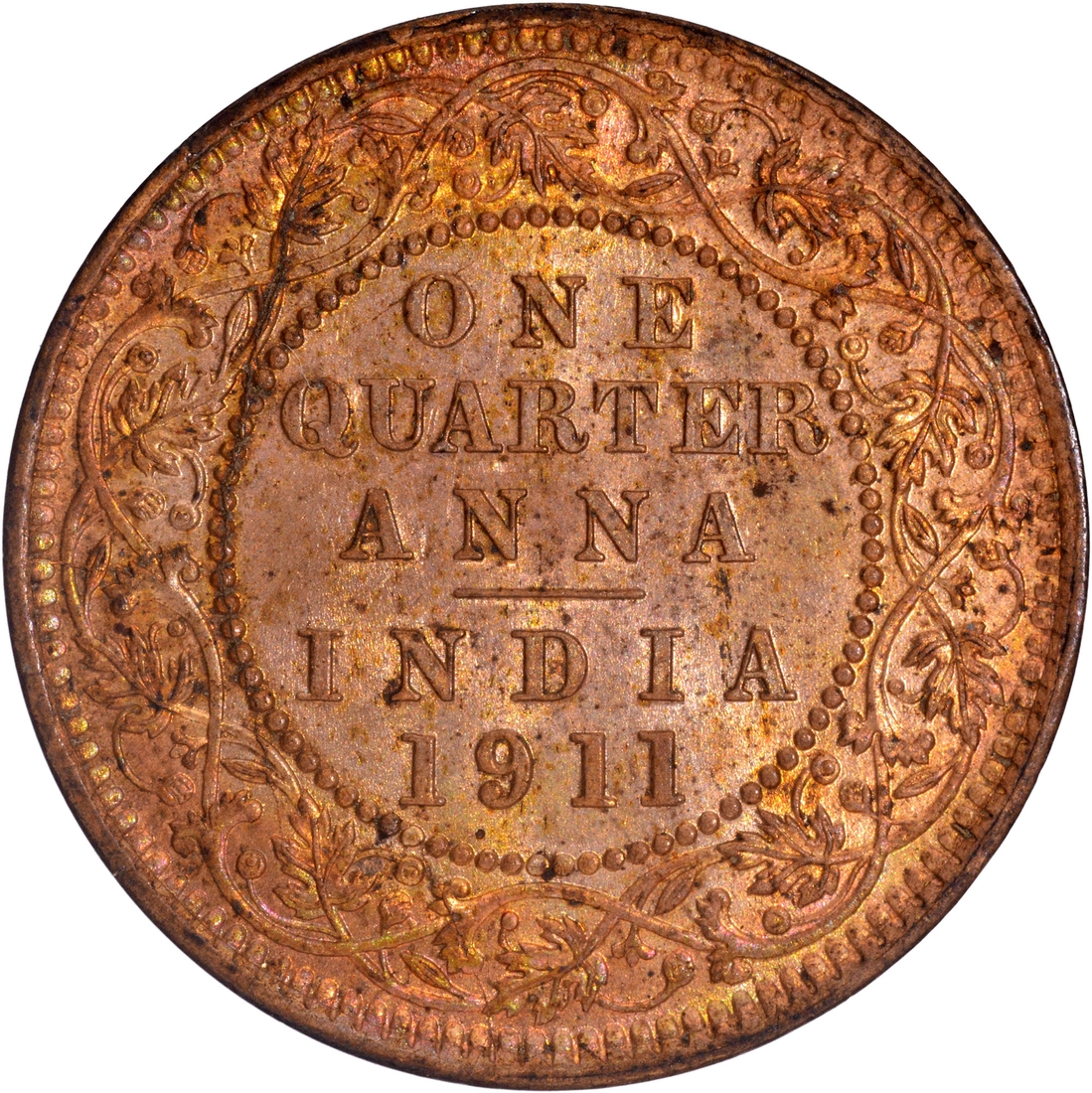 Very Rare Date of 1911 of King George V of Bronze One Quarter Anna Coin of  Calcutta Mint with Uncirculated Condition. | Auction 38 | Marudhararts