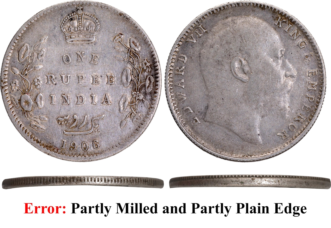 不明な刻印のあるエレガントなアクセサリー.silver. 1kilo Rare Edge Error Silver One Rupee Coin of King Edward VII of Bombay