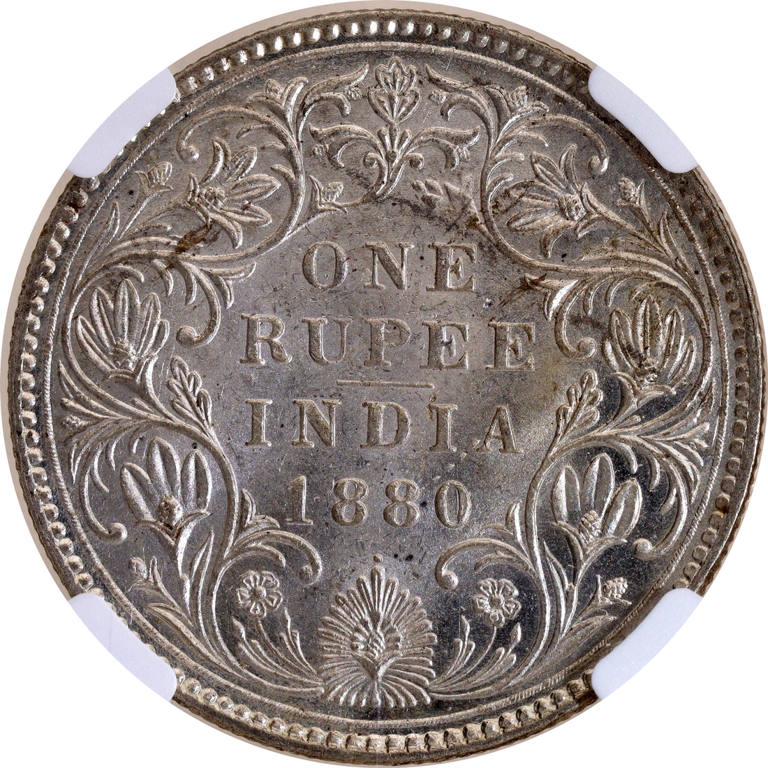 Very Rare NGC MS 62 Graded Silver One Rupee Coin of Victoria