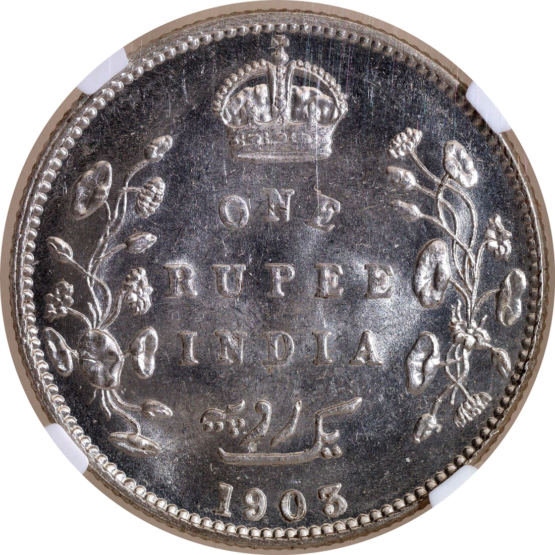 Rare NGC MS 63 Graded Silver One Rupee Coin of King Edward VII of