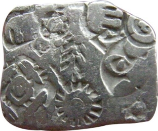 Punch Marked Silver Karshapana Coin of Maurya Dynasty.