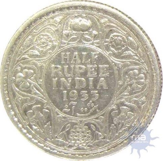 1933, King George V, Silver 1/2 Rupee.