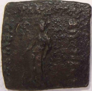 Copper Square Drachma Coin of Apollodotus of Indo Greeks.