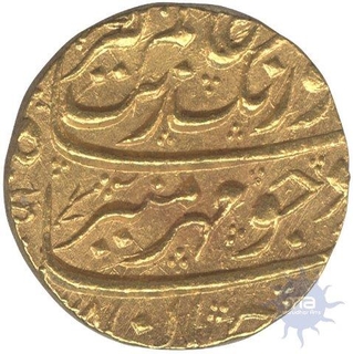 Gold Mohur Coin of Aurrangzeb Alamgir of  Burhanpur Mint.