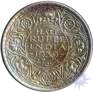 Silver Rupee Coin of  King George VI of Calcutta Mint of 1939.