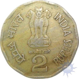 Cupro Nickel Two Rupees Coin of Subash Chandra Bose of 1996.