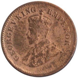 Copper Half Pice of King George of calcutta Mint of the year 1928.