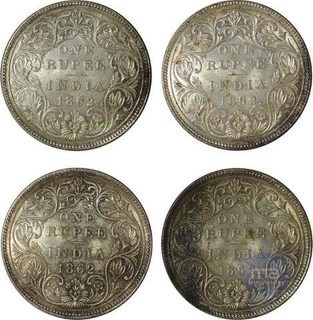 Silver Rupee of Victoria Queen of Calcutta Mint of the year 1862.