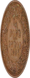 Copper Half Pice of Victoria Empress of Calcutta Mint of 1899.