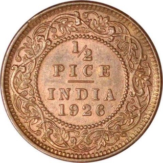 Bronze Half Pice of King George V of Calcutta Mint of 1926.