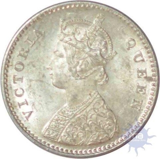 Silver Two Annas of  Victoria Queen of Calcutta Mint of 1862.