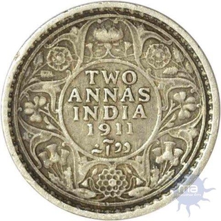 Silver two Annas of King GeorgeV of Calcutta mint of 1911.