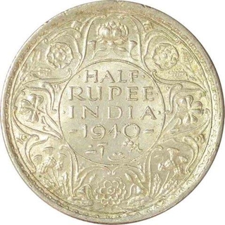 Silver Half Rupee Coin of King George VI of Bombay Mint of 1940.