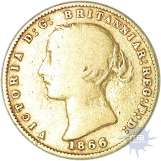 Gold Half Sovereign of Victoria Queen of Australia of Sydney mint 1866.