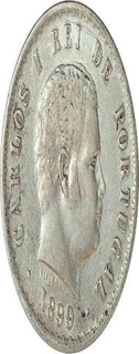 Silver Five Hundred Ries Coin of Carlos I of Goa of Potuguese India.