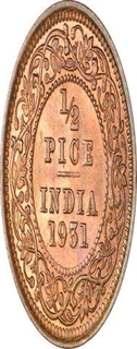 Bronze Half Pice Coin of king George V of  Calcutta Mint of 1931.