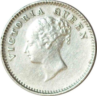 Silver Two Annas Coin of Victoria Queen of Madras Mint of 1841.