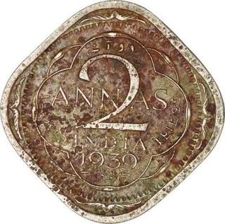 Cupro Nickel Two Annas Coin of King George VI of Calcutta Mint of 1939.