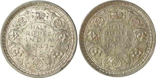 Silver Half Rupee Coin of King George VI of Bombay Mint of 1942.