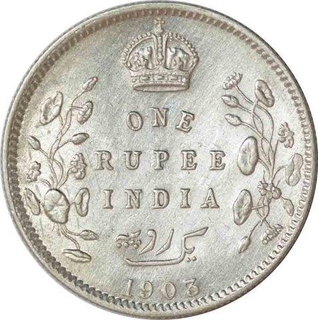 Silver One Rupee Coin of King Edward VI of Calcutta  Mint of 1903.