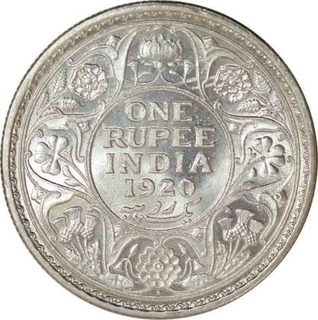 Silver One Rupee Coin of King George V of Bombay Mint of 1920.