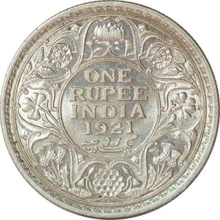 Silver One Rupee Coin of King George V of Bombay Mint of 1921.