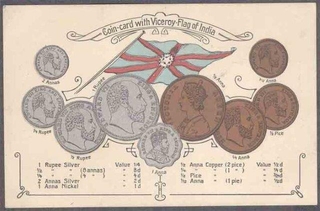 Coin Post Card of Viceroy flag of India.