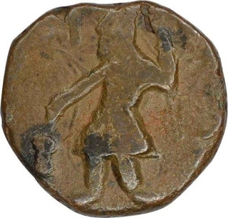 Copper Tetra Drachma Coin of Kanishka I of Kushan Dynasty.