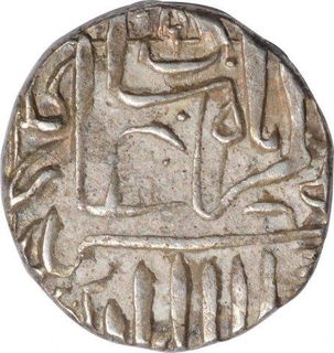 Silver Half Rupee Coin  Mahmudi  of Akbar of Mulher Mint.