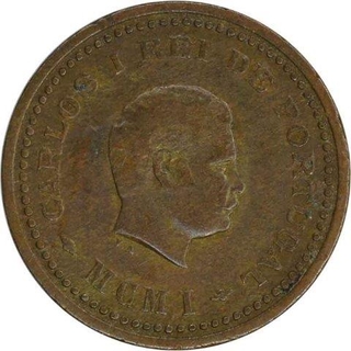 Bronze one Twelfth Tanga  Coin of Carlos I of portuguese Administration.