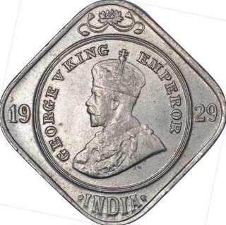 Cupro Nickel Two Annas Coin of King George V of Calcutta Mint of 1929.