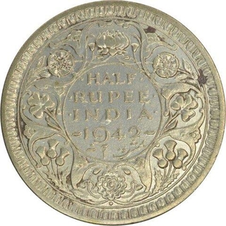 Silver Half Rupee Coin of King George VI of Bombay Mint of 1942.