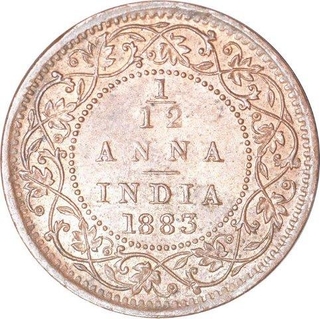 One Twelfth Anna Coin of Victoria Queen of Different mint of 1862.