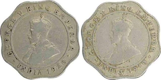 Cupro Nickel Four Annas Coins of King George V of Calcutta Mint of Different Year.