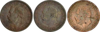 Copper One Fourth Tanga Coin of Luiz I of India Portuguese.