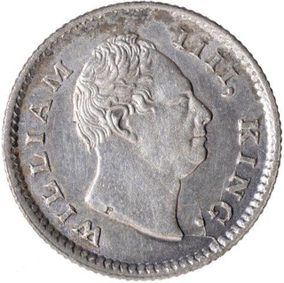 Silver Quarter Rupee Coin of King William IIII of Calcutta Mint of 1835.