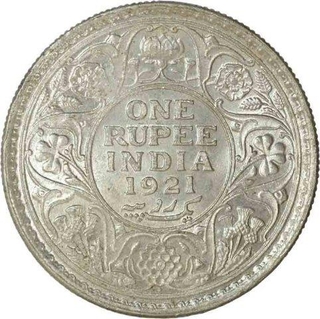 Silver One Rupee Coin of King George V of Bombay Mint of 1921.