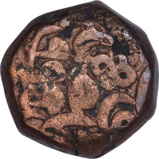 Copper Dam coin of Akbar of Chittor mint.