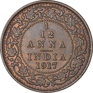 Bronze One Twelfth Anna Coin of King George V of Calcutta Mint of 1917.