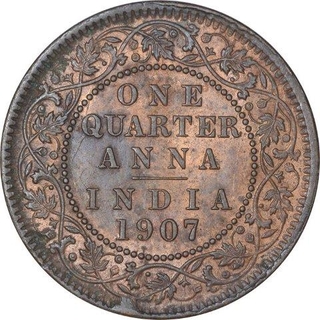 Bronze Quarter Anna Coin of King Edward VII of Calcutta Mint of 1907.