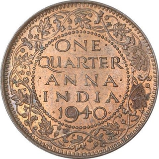 Bronze Quarter Anna Coin of King George VI of Bombay Mint of 1940.