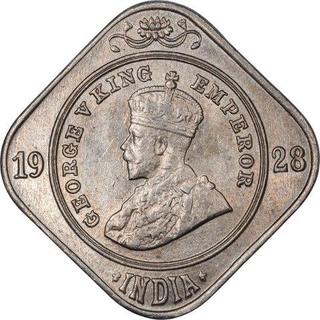 Copper Nickel Two Annas Coin of King George V of Bombay Mint of 1928.