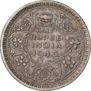 Silver Half Rupee Coin of King George VI of Lahore Mint of 1943.